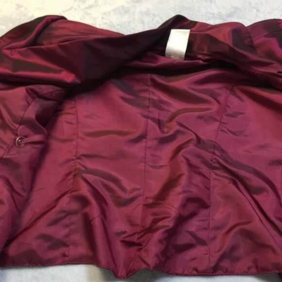 Alex Evenings Jacket Blazer Wrap Top XLP Woman's Petite Maroon Shiny 3/4 Sleeve - Picture 14 of 14